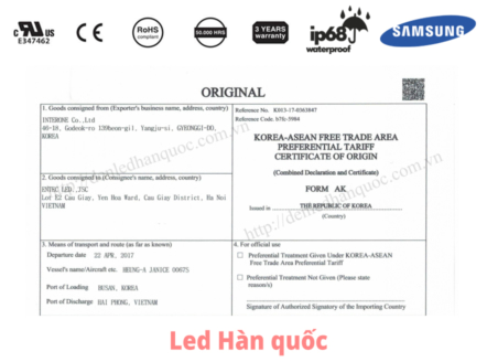 CO - Giấy chứng nhận xuất xứ hàng hóa (Certificate of Origin) thông dụng