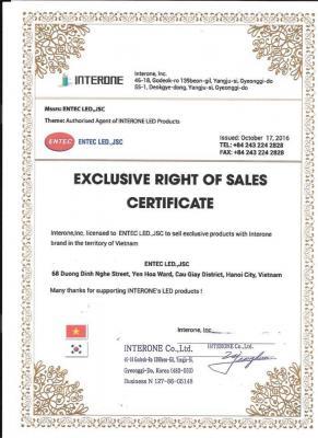 ENTEC LED.,JSC độc quyền phân phối sản phẩm LED và nguồn của 2 thương hiệu Interone, Union Hàn Quốc