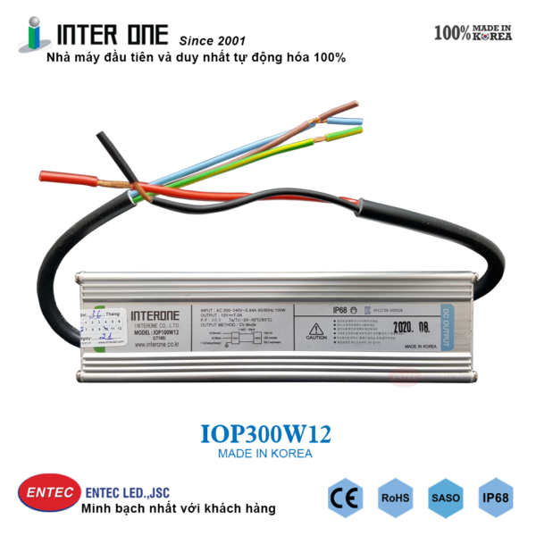 IOP300W12-(1) Bộ nguồn Led chống nước Hàn Quốc chuẩn 100% made in Korea thương hiệu INTER ONE
